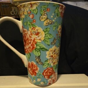 Large 6.5" Kent Pottery Ashley Grace Coffee Mug, Floral, Butterflies